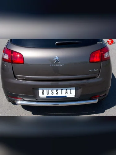 Одинарная защита заднего бампера из трубы диаметром 63 мм SLITKOFF Peugeot 4008 (2012-2017)