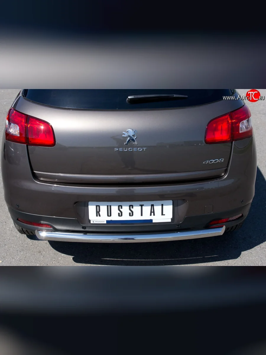 Одинарная защита заднего бампера из трубы диаметром 63 мм SLITKOFF Peugeot 4008 (2012-2017)  в Самаре Самарской области