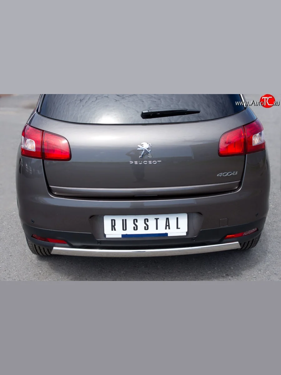 Защита заднего бампера (Ø75x42 мм, нержавейка) Russtal Peugeot 4008 (2012-2017)  в Керчи Республика Крым