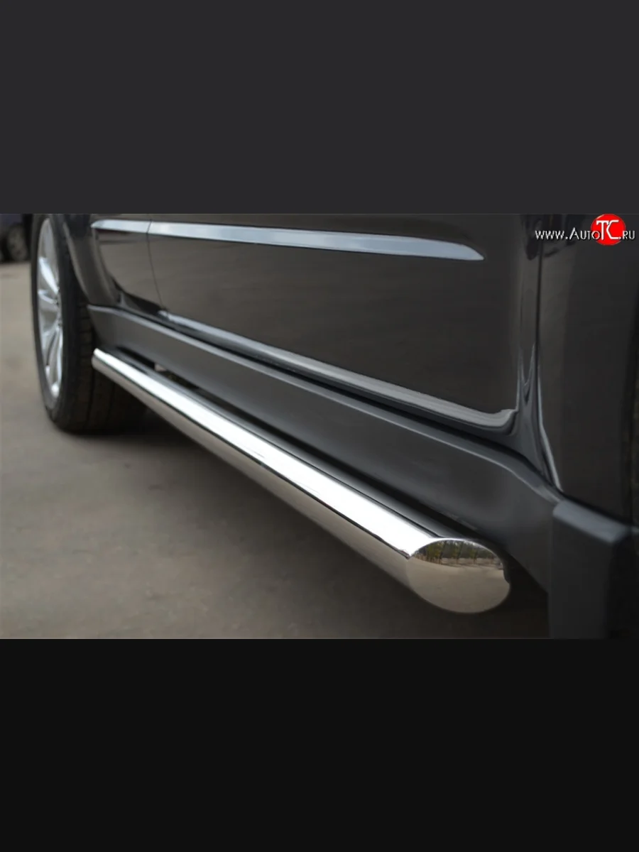 Защита порогов SLITKOFF (труба D63 мм)  Subaru Forester (2008-2013) SH (Защита порогов с со скосами на торцах (вариант 1))  в Перми Пермском крае