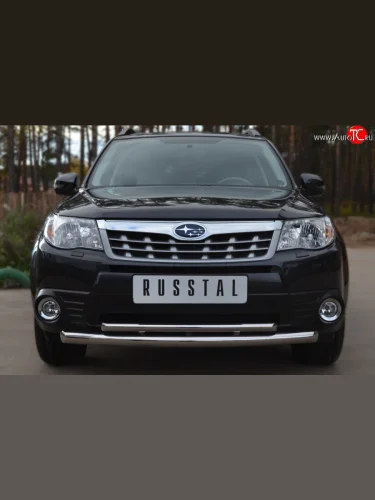 Защита переднего бампера (2 трубыØ63 и 42 мм, нержавейка) SLITKOFF Subaru Forester  SH (2008-2013)