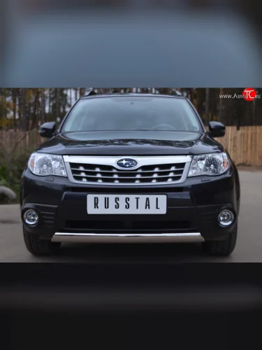 Защита переднего бампера (Ø75х42 мм, нержавейка) Russtal Subaru Forester SH (2008-2013)