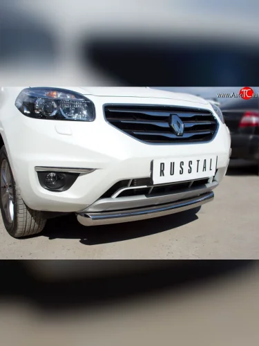 Одинарная защита переднего бампера диаметром 76 мм SLITKOFF Renault Koleos  1 (2011-2016) Phase 2, Phase 3