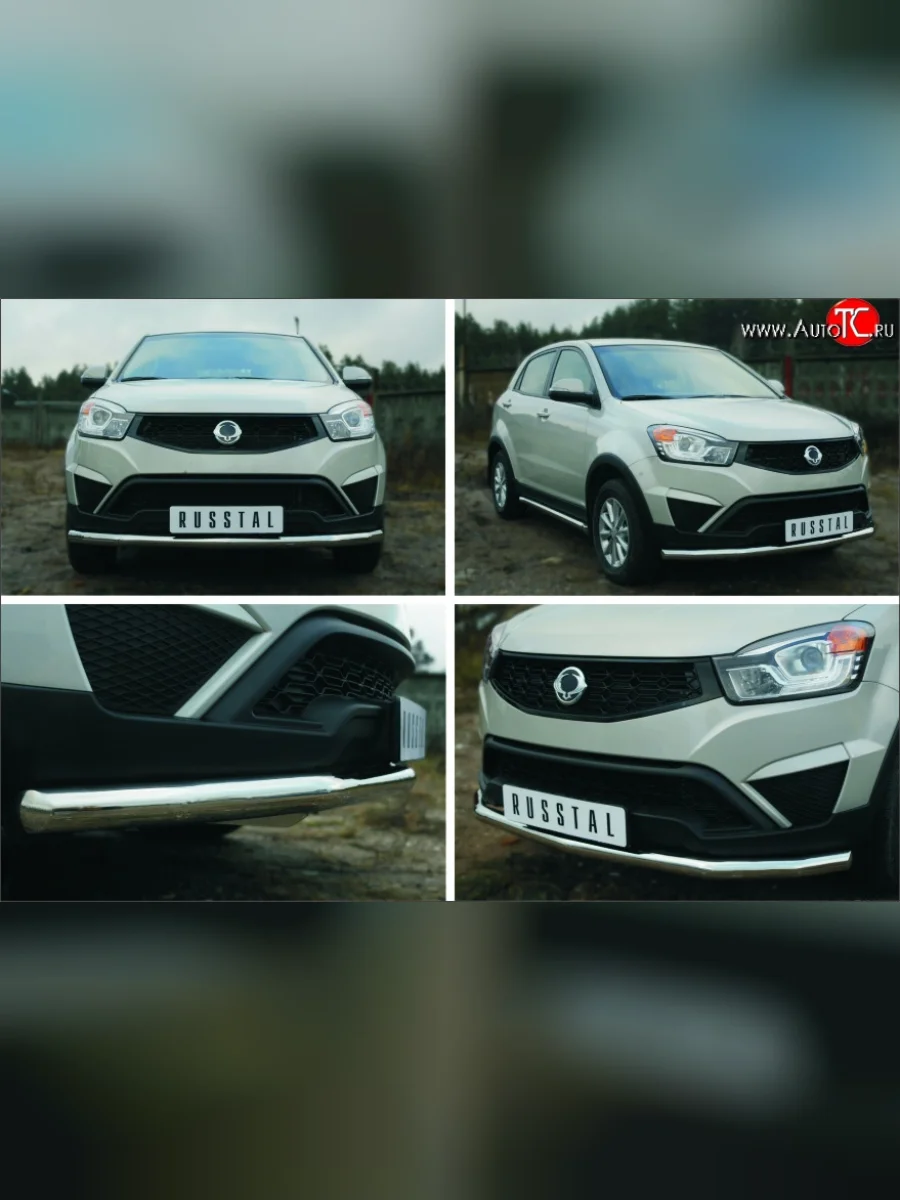 Одинарная защита переднего бампера диаметром 63 мм SLITKOFF SSANGYONG Actyon рестайлинг (2013-2021)  с доставкой в г. Керчь