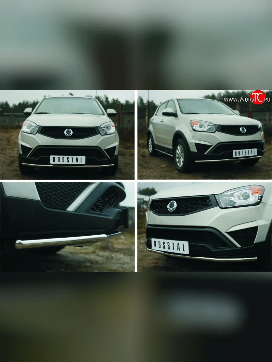 Одинарная защита переднего бампера диаметром 42 мм SLITKOFF SSANGYONG Actyon рестайлинг (2013-2021)  с доставкой в г. Керчь