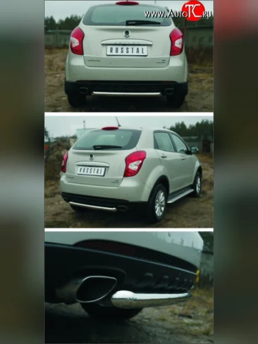 Одинарная защита заднего бампера из трубы диаметром 63 мм SLITKOFF SSANGYONG Actyon рестайлинг (2013-2021)