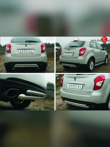 Защита заднего бампера (Ø63 и 42 мм, нержавейка) Russtal SSANGYONG Actyon рестайлинг (2013-2021)