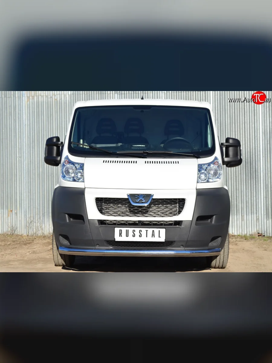 Одинарная защита переднего бампера диаметром 76 мм L1H1 (рестайлинг) SLITKOFF Peugeot Boxer 250 (2006-2014)  в Керчи Республика Крым