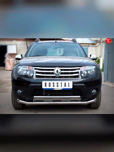 Одинарная защита переднего бампера диаметром 63 мм (4x4) SLITKOFF Renault Duster  HS (2010-2015) дорестайлинг