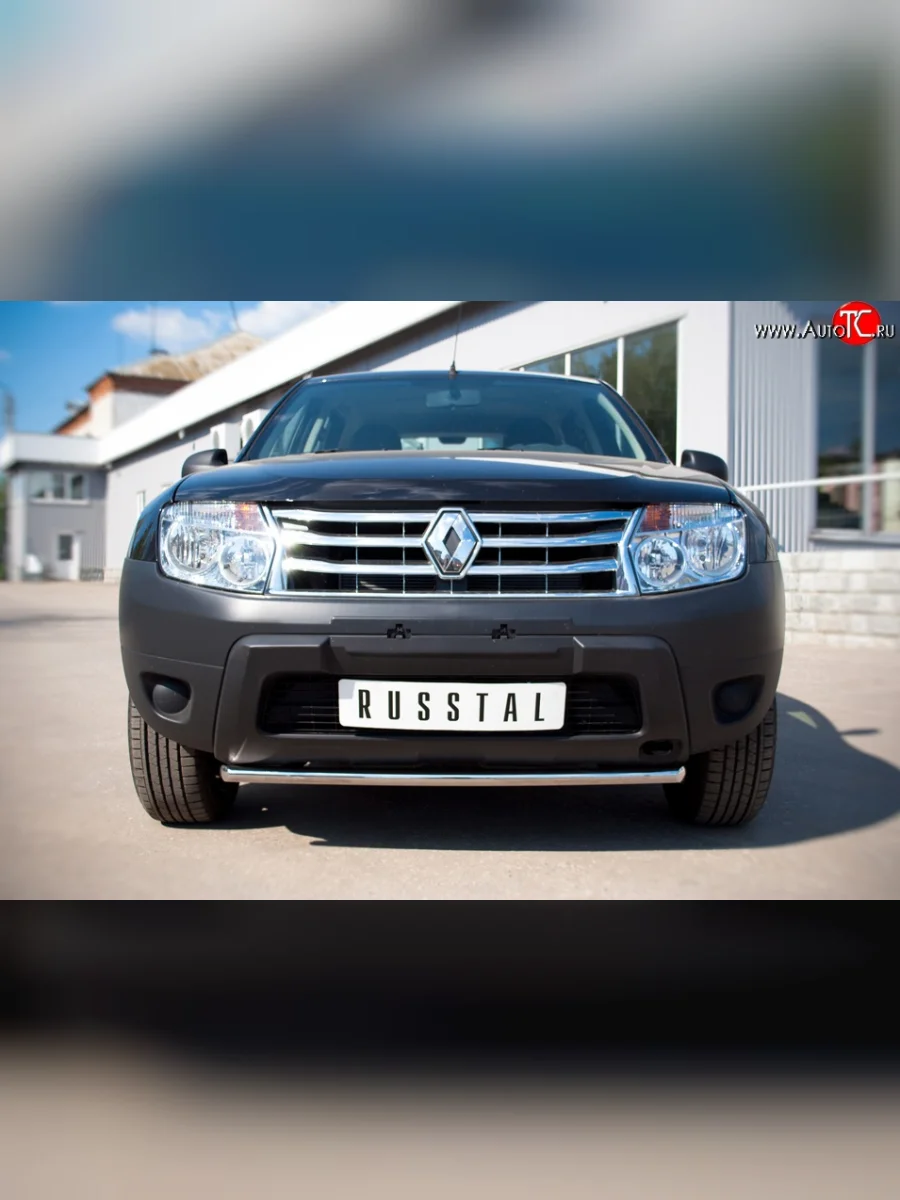 Одинарная защита переднего бампера диаметром 42 мм (4x2) SLITKOFF Renault Duster HS дорестайлинг (2010-2015)  в Керчи Республика Крым