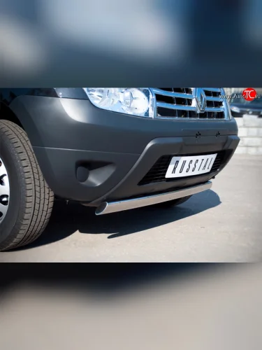Защита переднего бампера (Ø75х42 мм, нержавейка) Russtal Renault Duster HS дорестайлинг (2010-2015)
