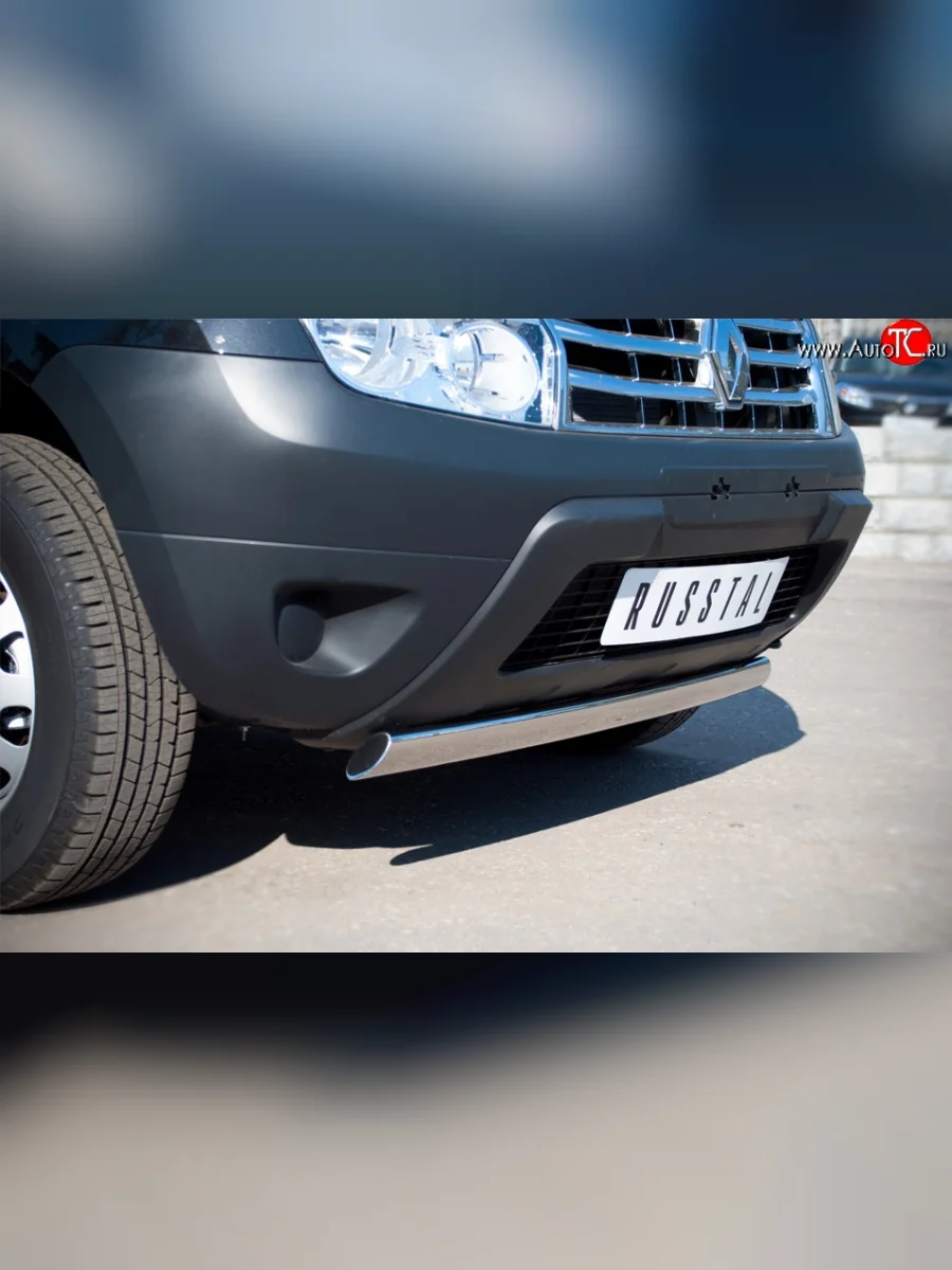 Защита переднего бампера (Ø75х42 мм, нержавейка) Russtal Renault Duster HS дорестайлинг (2010-2015)  в Керчи Республика Крым