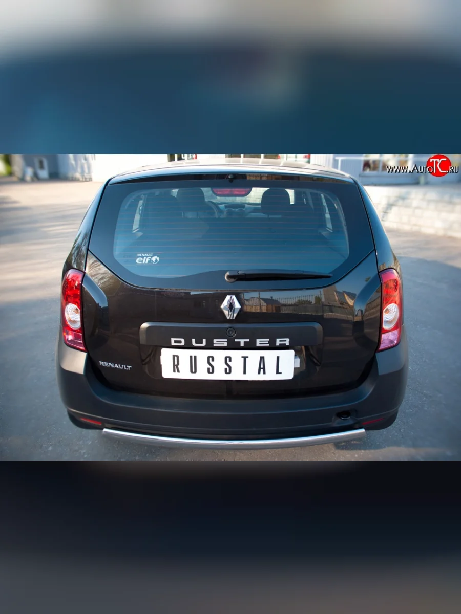 Защита заднего бампера (Ø75х42 мм, нержавейка) Russtal Renault Duster HS дорестайлинг (2010-2015)  с доставкой в г. Керчь