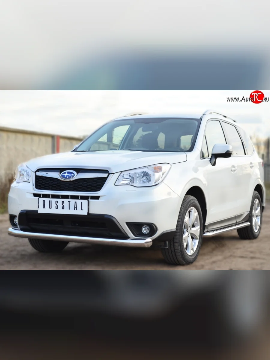 Одинарная защита переднего бампера диаметром 76 мм SLITKOFF Subaru Forester SJ дорестайлинг (2012-2016)  в Керчи Республика Крым