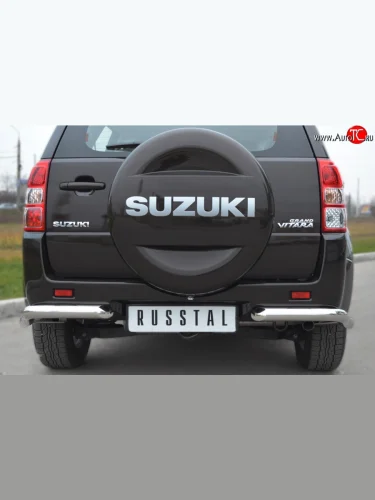 Одинарная защита заднего бампера из трубы диаметром 63 мм (5 дв.) SLITKOFF Suzuki Grand Vitara  JT 5 дверей (2012-2016) 2-ой рестайлинг