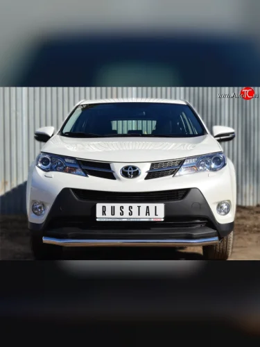 Одинарная защита переднего бампера диаметром 63 мм SLITKOFF Toyota RAV4  XA40 (2012-2015) 5 дв. дорестайлинг