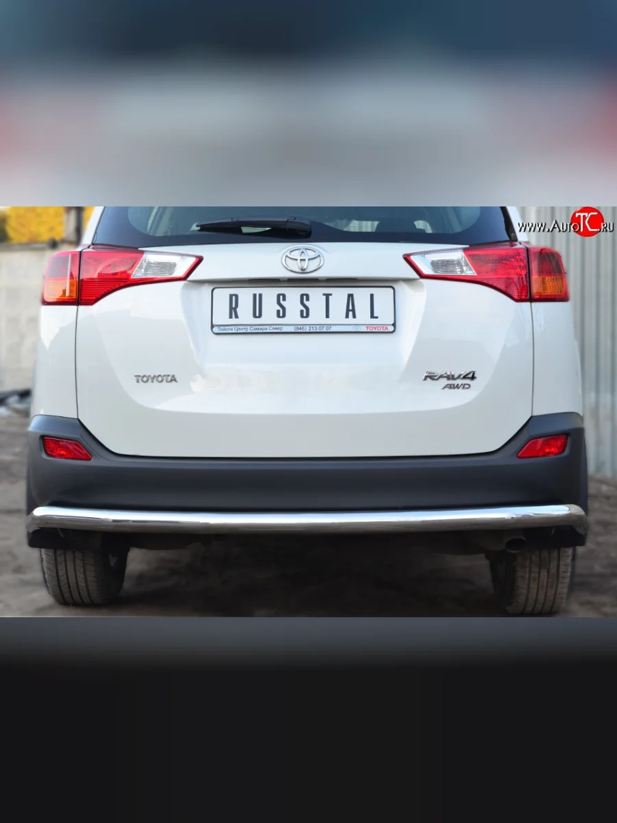 Одинарная защита заднего бампера из трубы диаметром 63 мм SLITKOFF Toyota RAV4 XA40 5 дв. дорестайлинг (2012-2015)  в Керчи Республика Крым