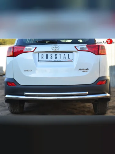 Защита заднего бампера (Ø63 и 42 мм, нержавейка) SLITKOFF Toyota RAV4  XA40 (2012-2015) 5 дв. дорестайлинг