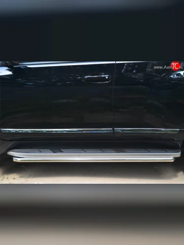 Защита порогов из круглой трубы диаметром 42 мм SLITKOFF Toyota Land Cruiser Prado  J150 (2013-2017) 1-ый рестайлинг