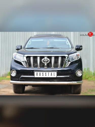 Одинарная защита переднего бампера диаметром 76 мм SLITKOFF Toyota Land Cruiser Prado  J150 (2013-2017) 1-ый рестайлинг