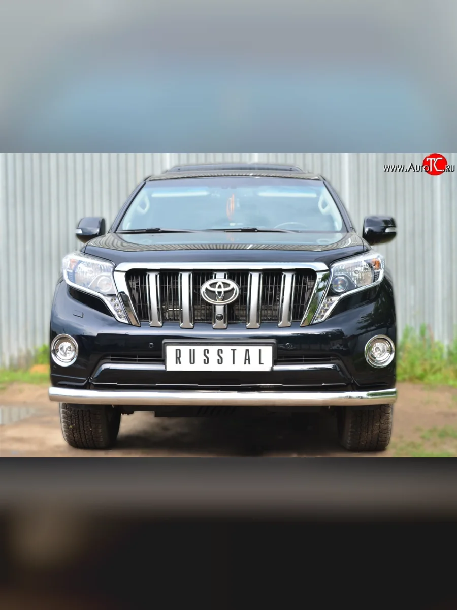 Одинарная защита переднего бампера диаметром 76 мм SLITKOFF Toyota Land Cruiser Prado J150 1-ый рестайлинг (2013-2017)  в Керчи Республика Крым