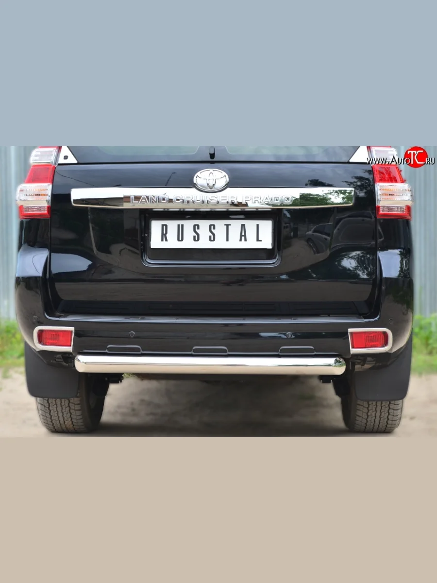 Защита заднего бампера (Ø76 мм, нержавейка) SLITKOFF Toyota Land Cruiser Prado J150 1-ый рестайлинг (2013-2017)  в Керчи Республика Крым