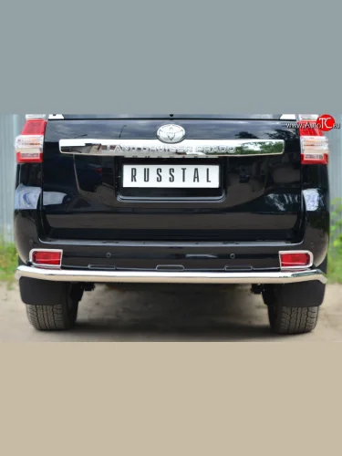 Одинарная защита заднего бампера из трубы диаметром 63 мм SLITKOFF Toyota Land Cruiser Prado  J150 (2013-2017) 1-ый рестайлинг