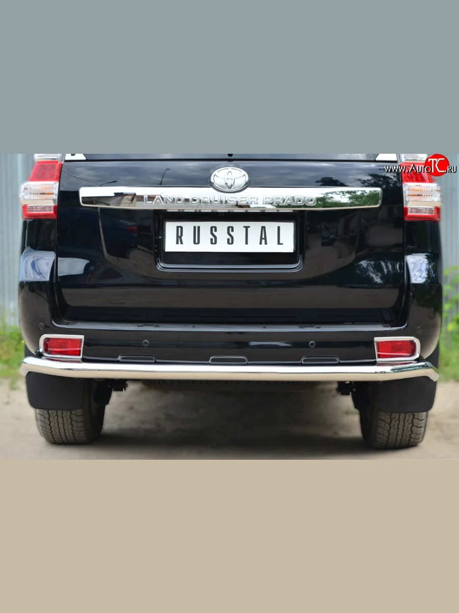 Одинарная защита заднего бампера из трубы диаметром 63 мм SLITKOFF Toyota Land Cruiser Prado J150 1-ый рестайлинг (2013-2017)  в Керчи Республика Крым