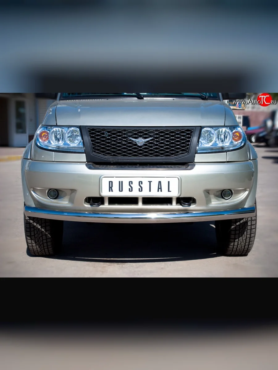 Одинарная защита переднего бампера диаметром 76 мм SLITKOFF  Уаз Патриот (2005-2013) 3163 5 дв.  в Самаре Самарской области