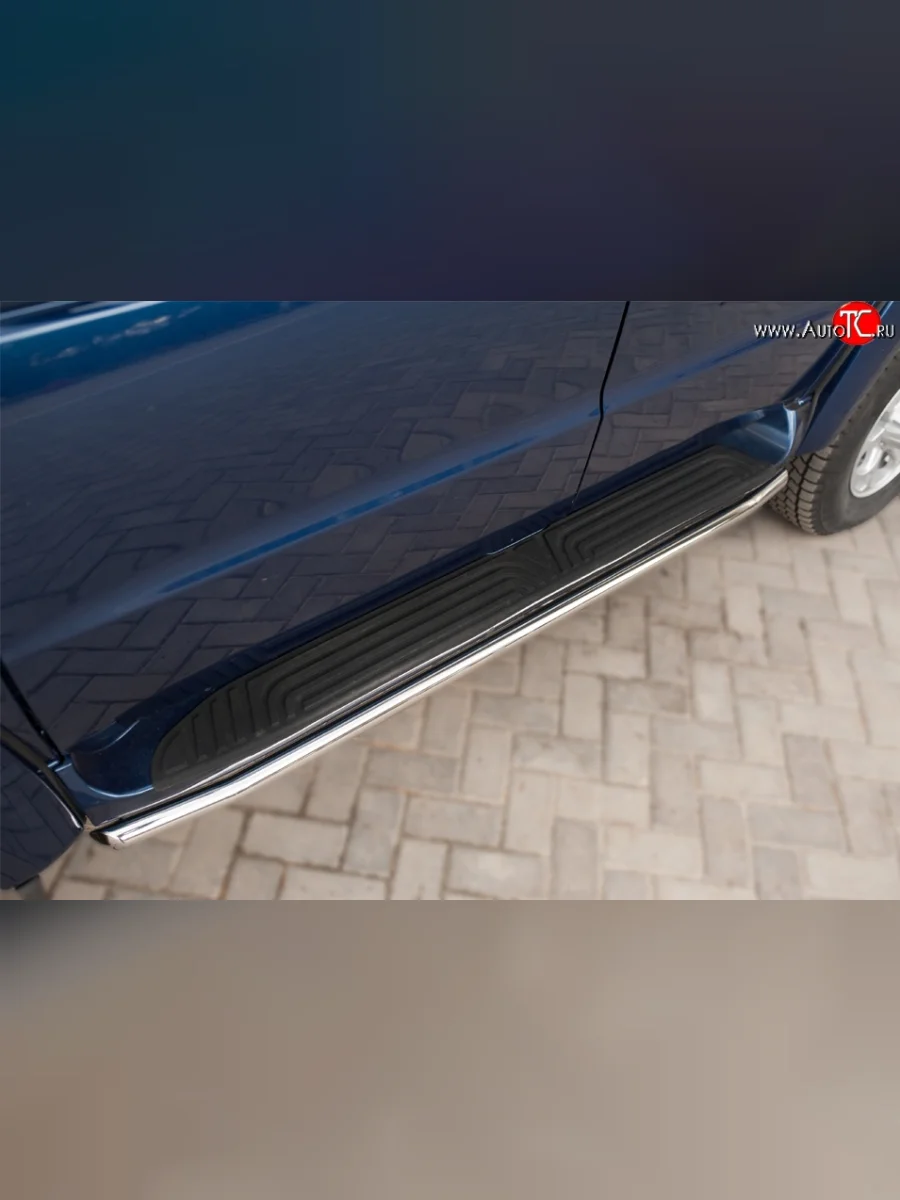 Защита порогов из круглой трубы диаметром 42 мм SLITKOFF Уаз Патриот 3163 5-дв. 1-ый рестайлинг (2014-2016)  с доставкой в г. Пермь