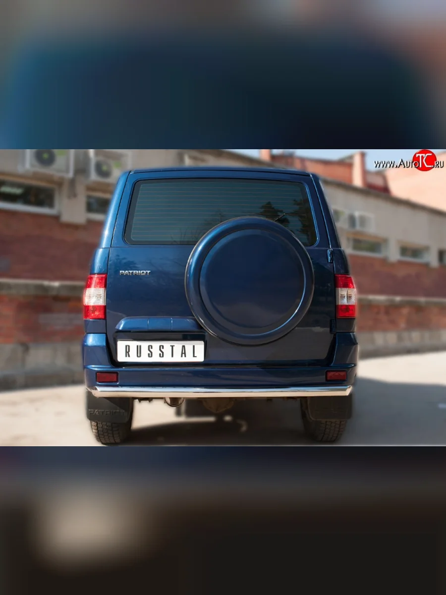 Одинарная защита заднего бампера из трубы диаметром 63 мм SLITKOFF Уаз Патриот 3163 5-дв. 1-ый рестайлинг (2014-2016)  в Самаре Самарской области