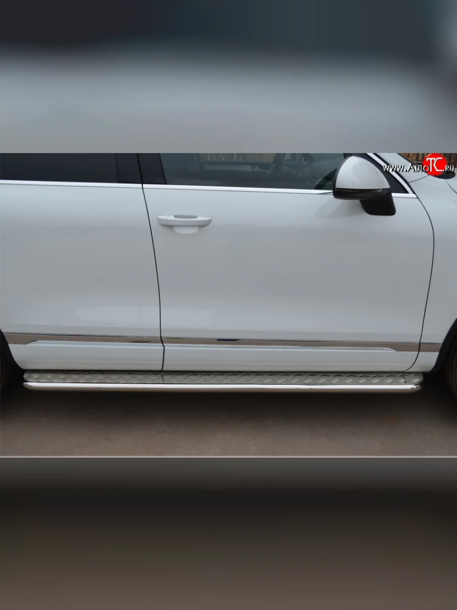 Широкая защита порогов SLITKOFF Volkswagen Touareg 2 NF дорестайлинг (2010-2014)  в Керчи Республика Крым