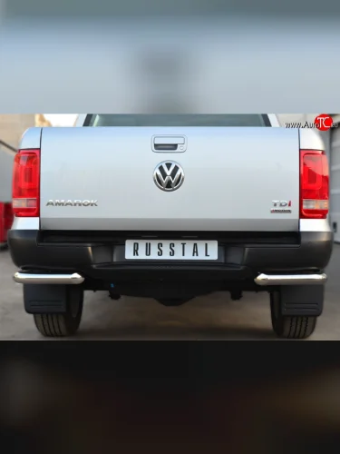 Одинарная защита заднего бампера из трубы диаметром 63 мм SLITKOFF Volkswagen Amarok (2009-2016) дорестайлинг
