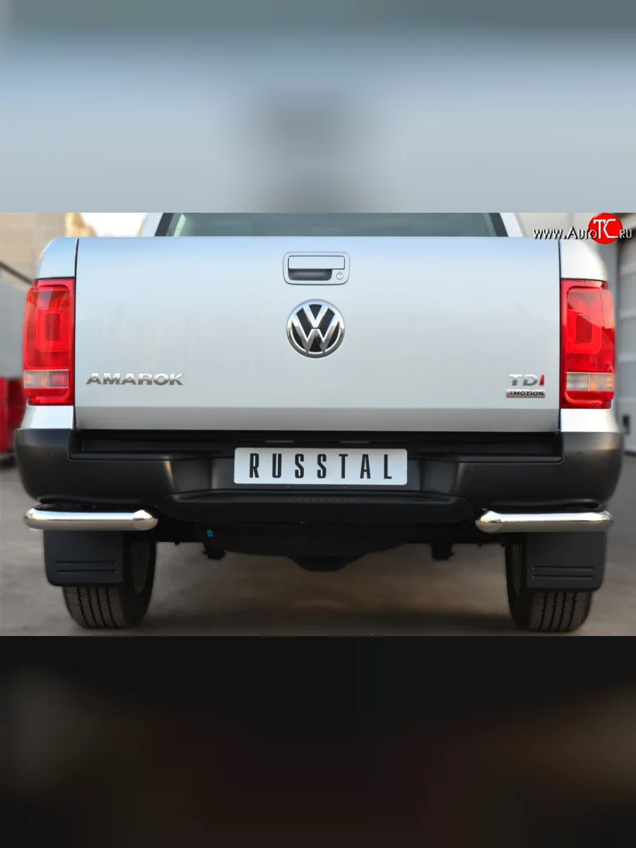 Одинарная защита заднего бампера из трубы диаметром 63 мм SLITKOFF Volkswagen Amarok дорестайлинг (2009-2016)  в Самаре Самарской области