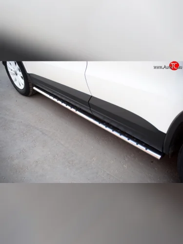 Защита порогов для ног из овальной трубы диаметром 75x42 мм (Track & Field) Russtal Volkswagen Tiguan NF рестайлинг (2011-2017)