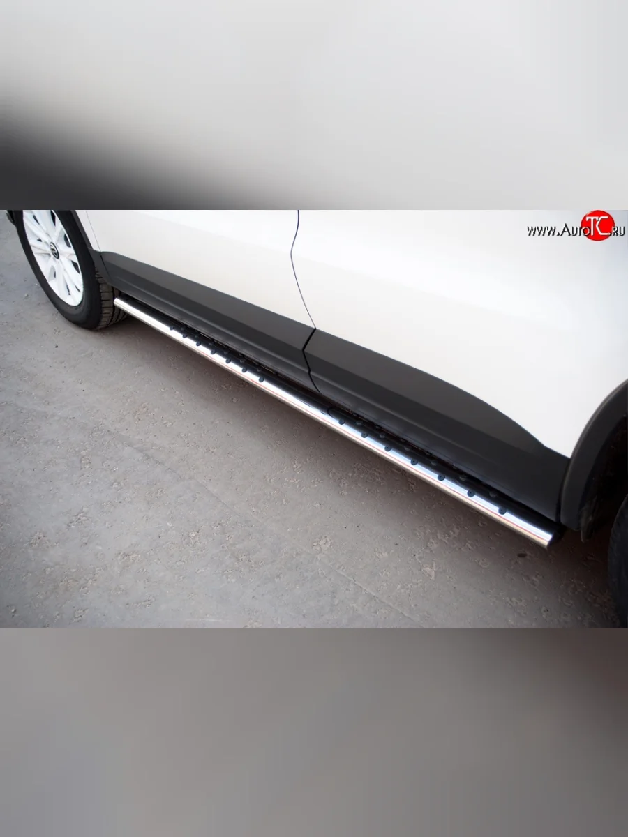 Защита порогов для ног из овальной трубы диаметром 75x42 мм (Track & Field) Russtal Volkswagen Tiguan NF рестайлинг (2011-2017)  в Керчи Республика Крым