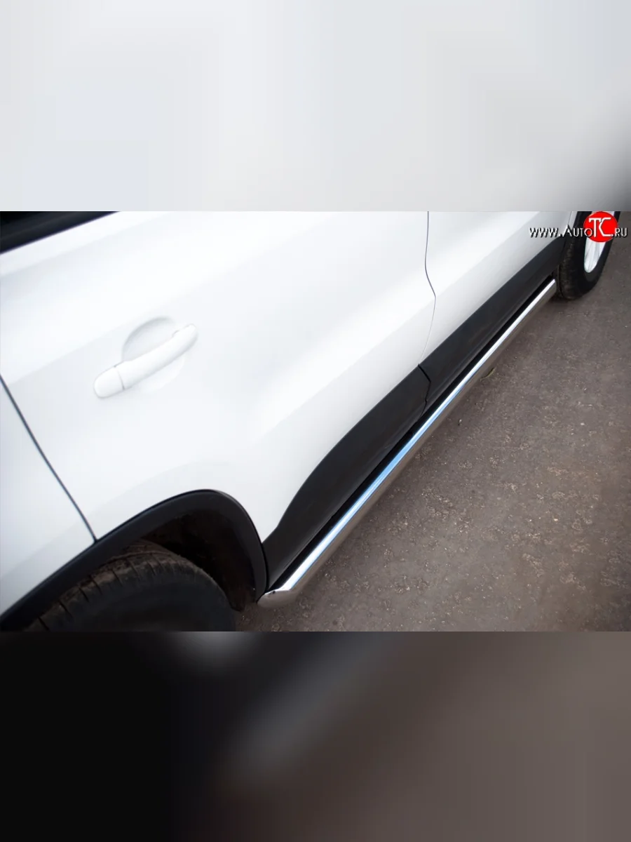 Защита порогов из круглой трубы диаметром 63 мм (Track & Field) Russtal Volkswagen Tiguan NF рестайлинг (2011-2017) (Защита порогов с со скосами на торцах (вариант 1))  в Керчи Республика Крым