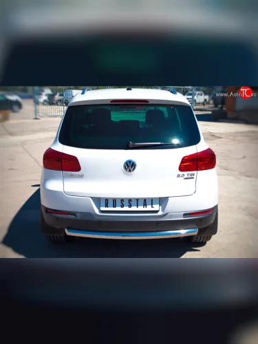 Одинарная защита заднего бампера из трубы диаметром 63 мм (Sport & Style) SLITKOFF Volkswagen Tiguan  NF (2011-2017) рестайлинг