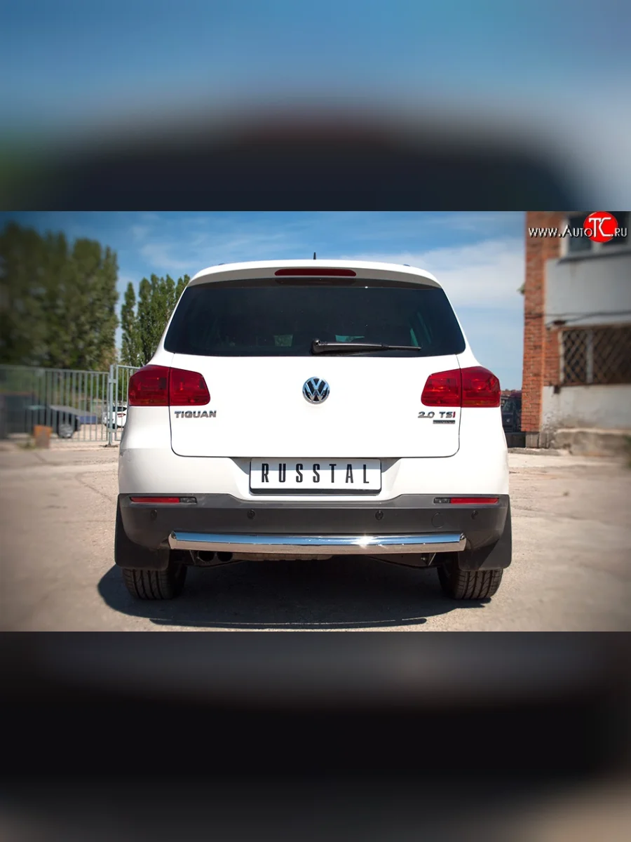 Одинарная защита заднего бампера из трубы диаметром 76 мм (Sport & Style) SLITKOFF  Volkswagen Tiguan (2011-2017) NF  в Самаре Самарской области
