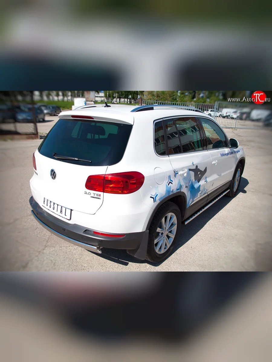 Защита заднего бампера (Ø75х42 мм, нержавейка, Sport& Style) Russtal Volkswagen Tiguan NF рестайлинг (2011-2017)  в Перми Пермском крае