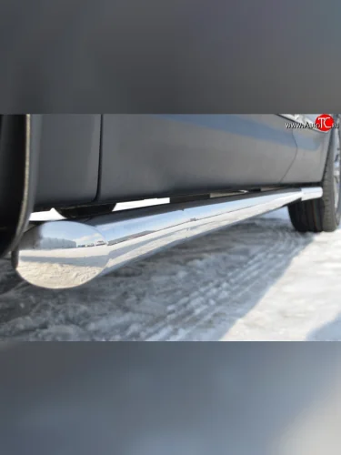 Защита порогов из круглой трубы диаметром 76 мм Russtal Hyundai Santa Fe CM рестайлинг (2009-2012)