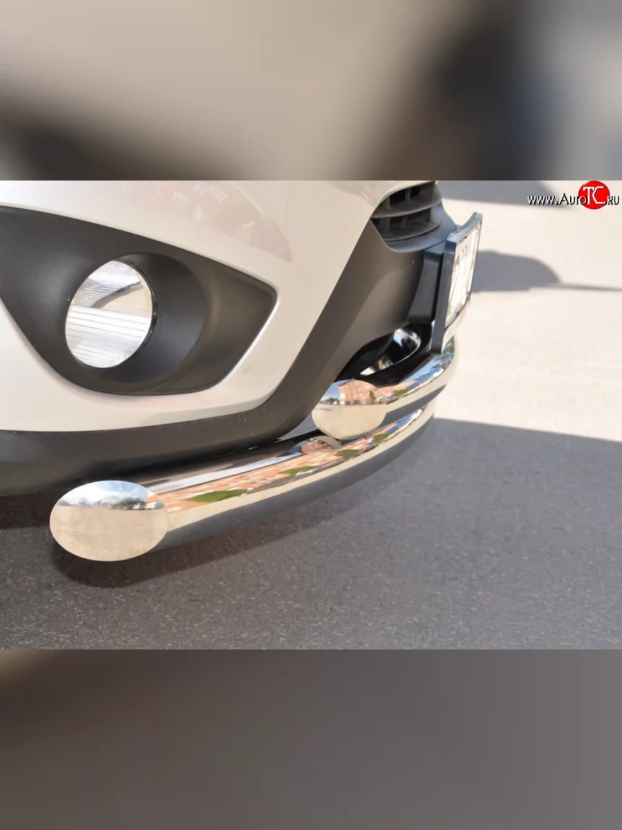 Защита переднего бампера (2 трубыØ63 мм, нержавейка) SLITKOFF  Hyundai Santa Fe (2009-2012) CM  в Керчи Республика Крым