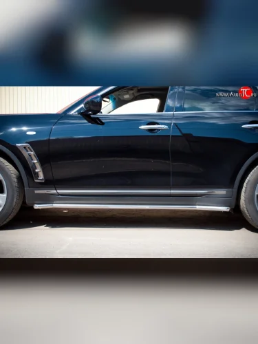Защита порогов из круглой трубы диаметром 42 мм Russtal INFINITI FX37 S51 рестайлинг (2011-2013)