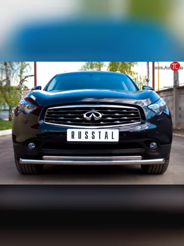 Защита переднего бампера (2 трубыØ63 и 42 мм, нержавейка) SLITKOFF INFINITI FX37  S51 - QX70  S51