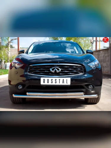 Защита переднего бампера (2 трубыØ63 мм, нержавейка) SLITKOFF INFINITI FX37  S51 - QX70  S51