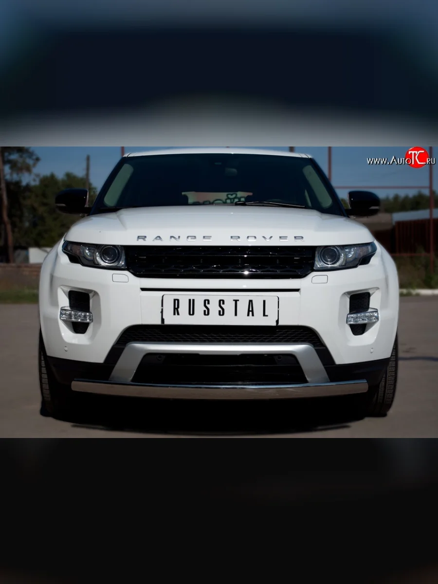 Защита переднего бампера (Ø75х42 мм, нержавейка, Dynamic) Russtal Land Rover Range Rover Evoque 1 L538 дорестайлинг 5 дв. (2011-2015)  в Керчи Республика Крым