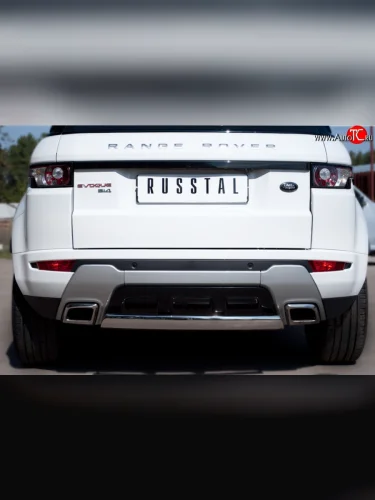 Защита заднего бампера (Ø75x42 мм, нержавейка, Dynamic) Russtal Land Rover Range Rover Evoque 1 L538 дорестайлинг 5 дв. (2011-2015)