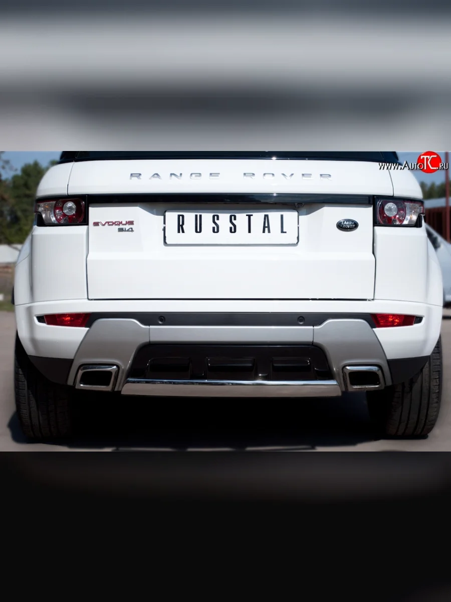 Защита заднего бампера (Ø75x42 мм, нержавейка, Dynamic) Russtal Land Rover Range Rover Evoque 1 L538 дорестайлинг 5 дв. (2011-2015)  в Керчи Республика Крым