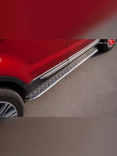 Широкая защита порогов (Prestige u Pure) Russtal Land Rover Range Rover Evoque 1 L538 дорестайлинг 5 дв. (2011-2015)