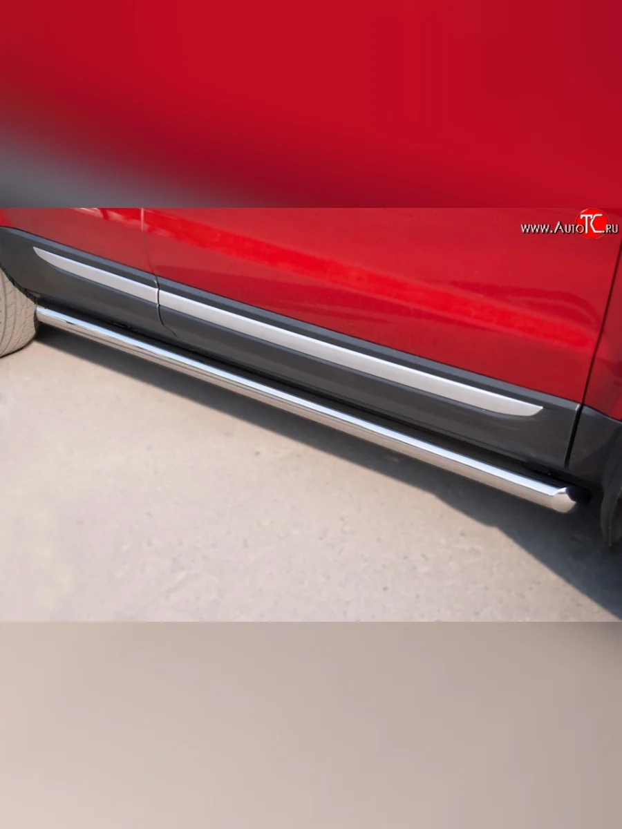 Защита порогов из круглой трубы диаметром 63 мм (Prestige u Pure) Russtal Land Rover Range Rover Evoque 1 L538 дорестайлинг 5 дв. (2011-2015) (Защита порогов с со скосами на торцах (вариант 1))  в Самаре Самарской области